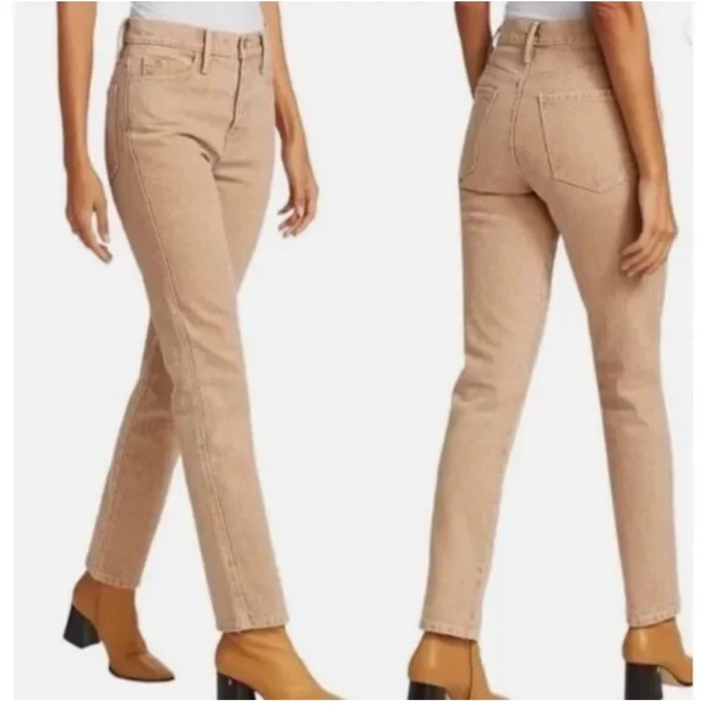 FRAME Le Sylvie Slender Straight Jeans in Sand Wash Rusty Tan Size 29